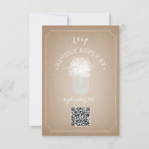 Baby's Breath Cardstock Inspired Mason Jar QR Code RSVP Card