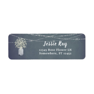 Baby's Breath Chalk B Gray & String Light Address Label