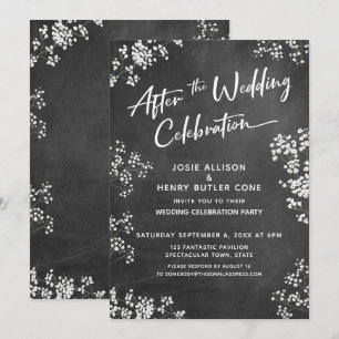 Baby's Breath Chalkboard After Wedding Celebration Invitation
