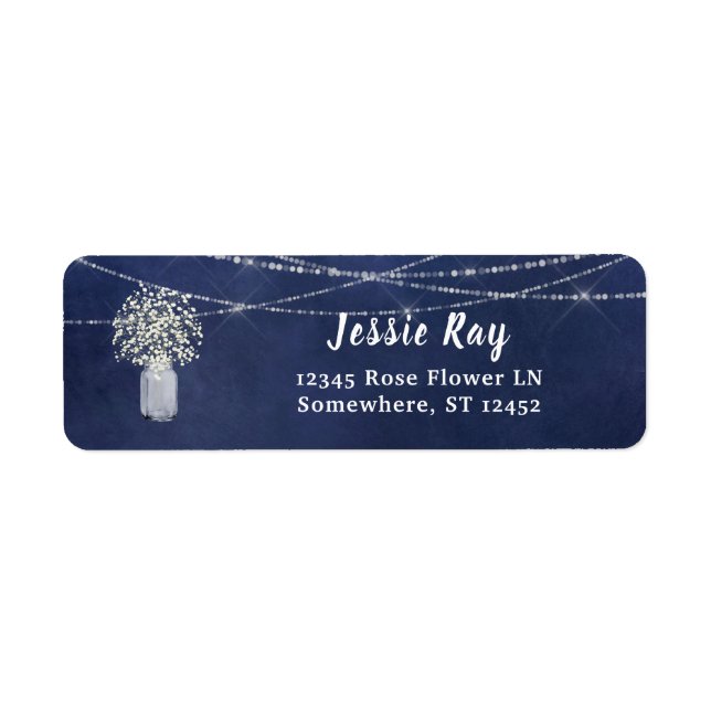 Baby's Breath Chalkboard Blu & String Light Return Label (Front)