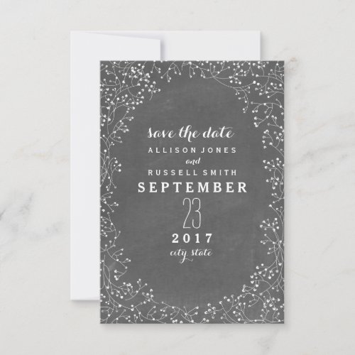 Babys Breath Chalkboard Inspired Save The Date