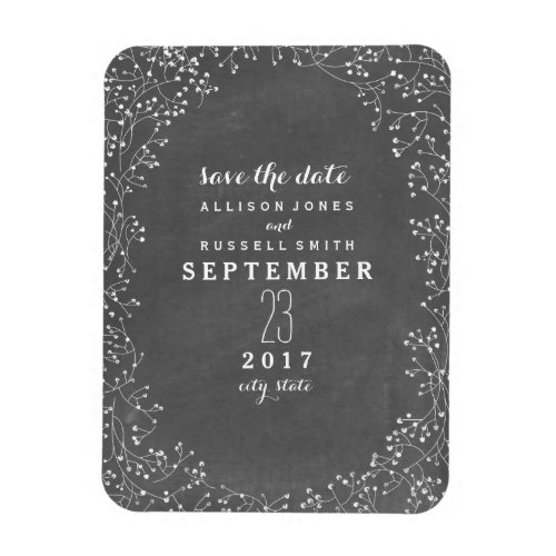 Babys Breath Chalkboard Inspired Save The Date Magnet