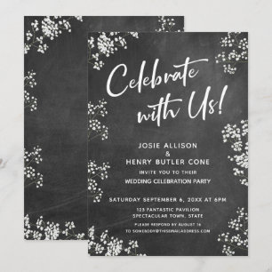 Baby's Breath Chalkboard Modern Celebrate with Us! Invitation