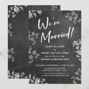 Baby's Breath Chalkboard Modern We're Married Invitation