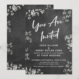 Baby's Breath Chalkboard Modern You Are Invited Invitation