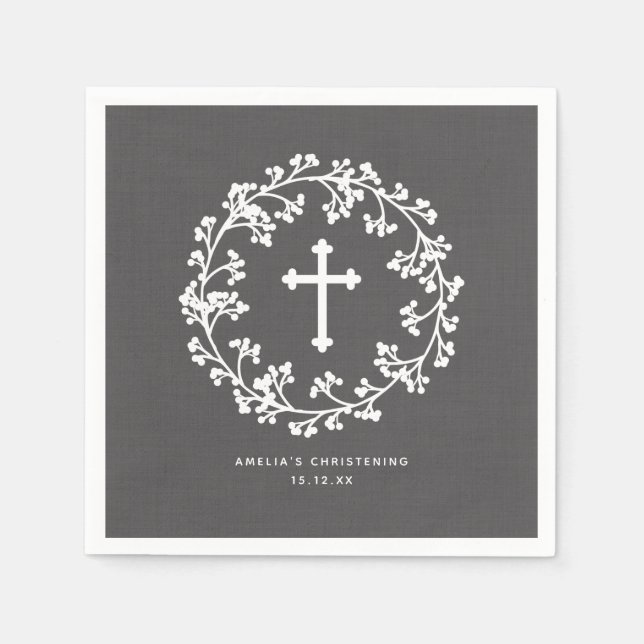 Baby's-breath Christening Napkins (Front)