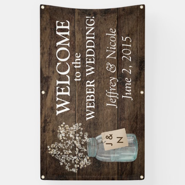 Baby's Breath Country Floral Mason Jar Wedding Banner