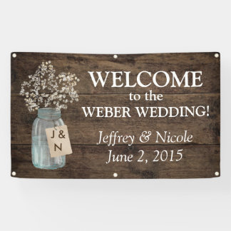 Baby's Breath Country Floral Mason Jar Wedding Banner