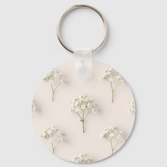 Baby's Breath Delicate Neutral Pattern Keychain (Front)