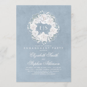 Baby's Breath Dusty Blue Floral Engagement Party Invitation