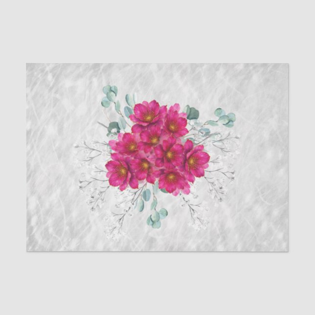  Baby's Breath, Eucalyptus & Deep Pink Pansies  Tissue Paper (Front)