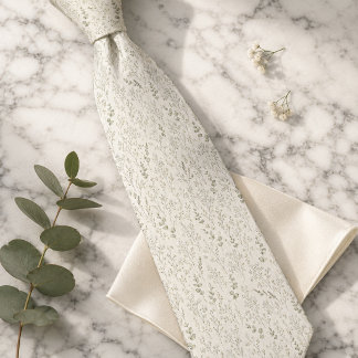 Baby's Breath & Eucalyptus Floral Neck Tie