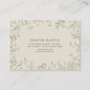 Baby's Breath Floral Baby Shower Diaper Raffle Enclosure Card