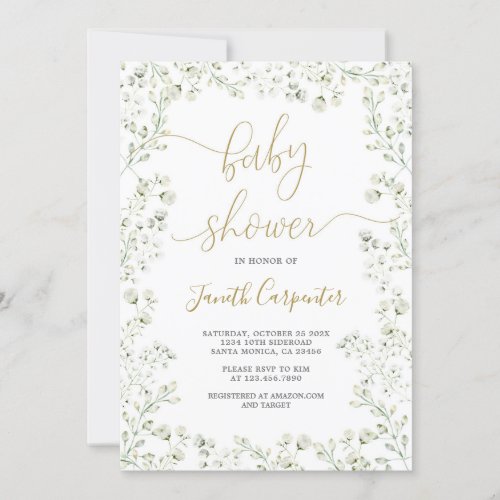 Babys Breath Floral Baby Shower Invitation