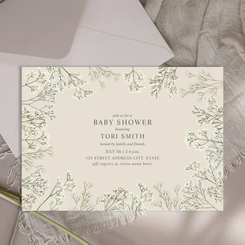 Babys Breath Floral Baby Shower Invitation