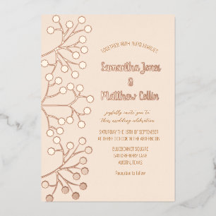 Baby's Breath Floral Blush Pink Gold Foil Wedding Foil Invitation