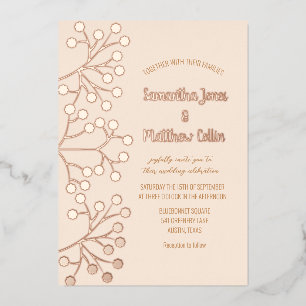 Baby's Breath Floral Blush Pink Gold Foil Wedding Invitation