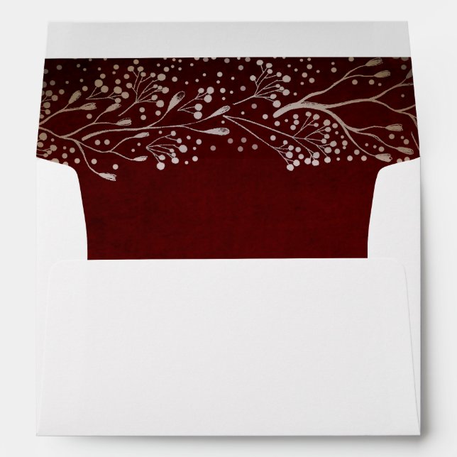 Baby's Breath Floral Burgundy Wedding Envelope (Back (Bottom))