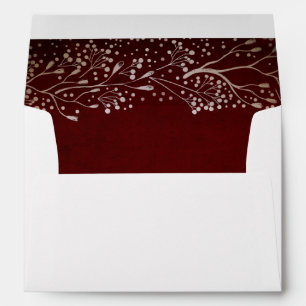 Baby's Breath Floral Burgundy Wedding Envelope