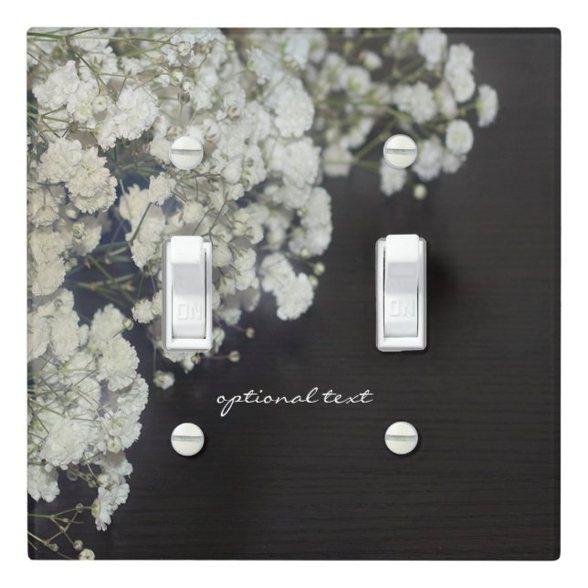 Baby's Breath Floral & Dark Rustic Wood Country Light Switch Cover (In Situ)