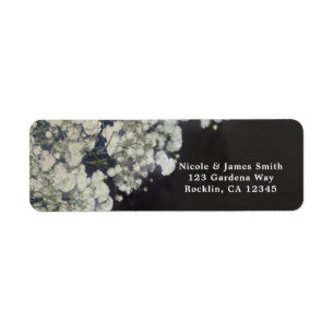 Baby's Breath Floral & Dark Rustic Wood Invitation Label