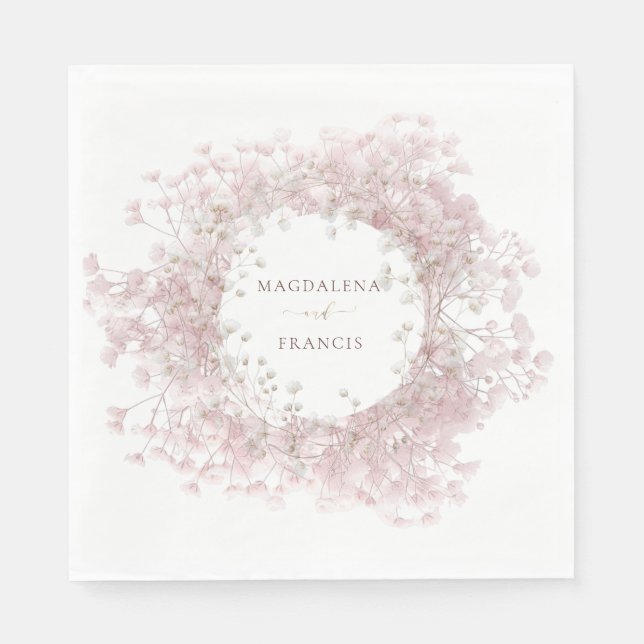 baby's breath floral frame wedding napkins (Front)
