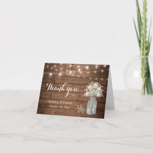 Babys Breath Floral Mason Jar Lights Thank You