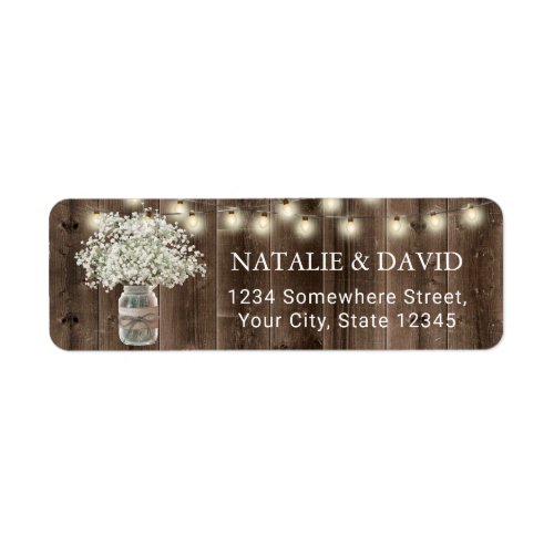 Babys Breath Floral Mason Jar Rustic Wedding Label