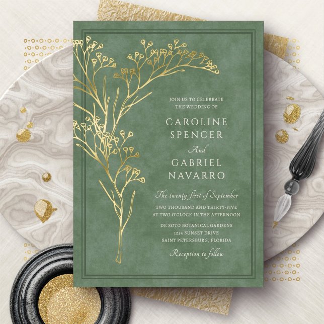 Babys Breath Floral Wedding Foil Invitation (Creator Uploaded)