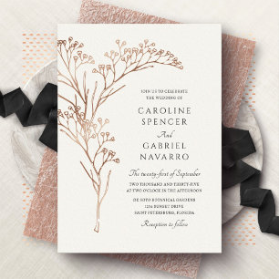 Babys Breath Floral Wedding Foil Invitation