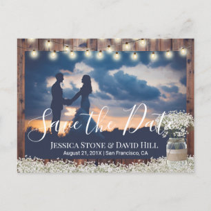 Baby's Breath Floral Wedding Photo Save the Date Announcement Postcard