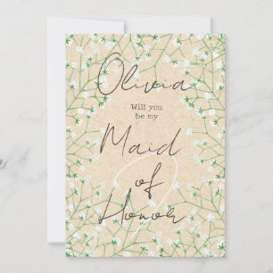 Baby's Breath Floral Will You Be My Maid of Honor Invitation