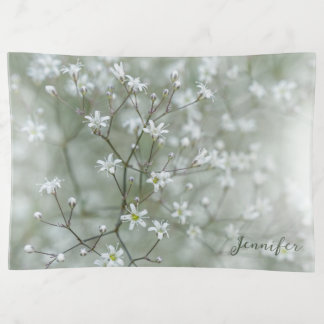 Baby's Breath Flower Nature Photo With Custom Name Trinket Tray