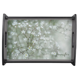 Baby's Breath Flower Photography With Custom Name Serving Tray