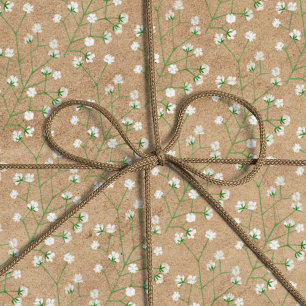Baby's Breath Flowers Boho Chic Baptism Wedding Wrapping Paper