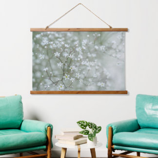Baby's Breath Flowers Close-Up Nature Photography Hanging Tapestry