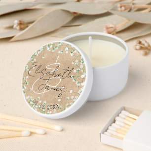 Baby's Breath Flowers Cute Boho Farmhouse Wedding Mini Candle Favors
