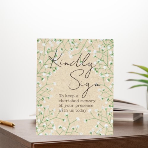 Babys Breath Flowers Rustic Kindly Sign Guest Book