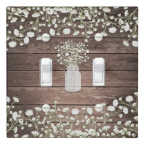 Baby's Breath Flowers Rustic Wood Farmhouse Chic Light Switch Cover