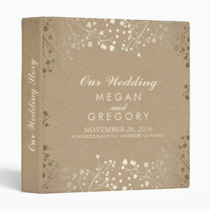 Baby's Breath Gold and Kraft Brown Wedding Binder