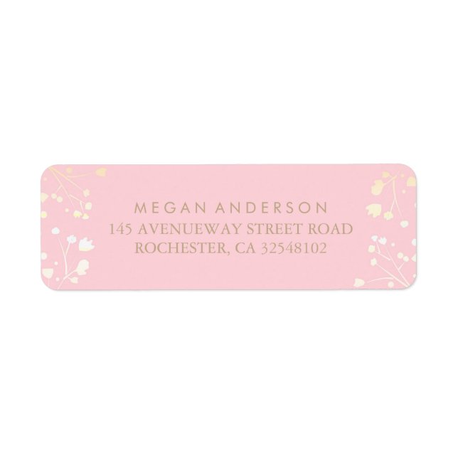 Baby's Breath Gold and Pink Wedding Label (Front)