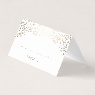 Baby's Breath Gold and White Elegant Wedding Place Card