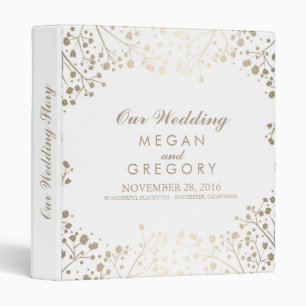 Baby's Breath Gold and White Wedding Binder