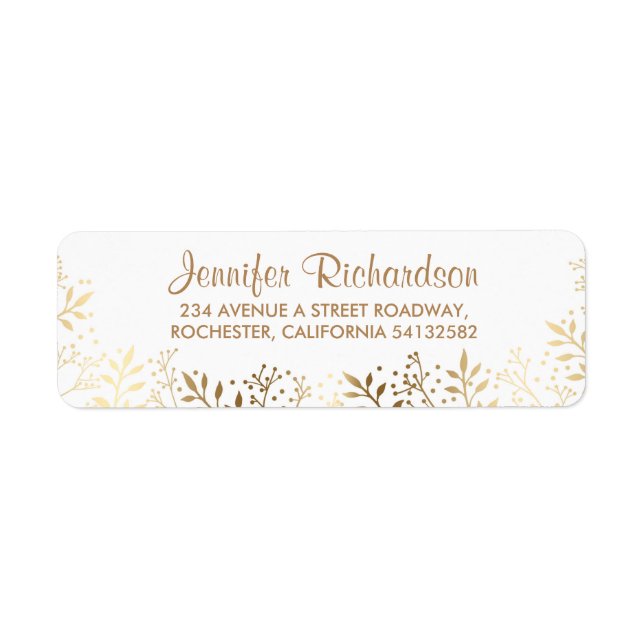 baby's breath gold and white wedding label (Front)