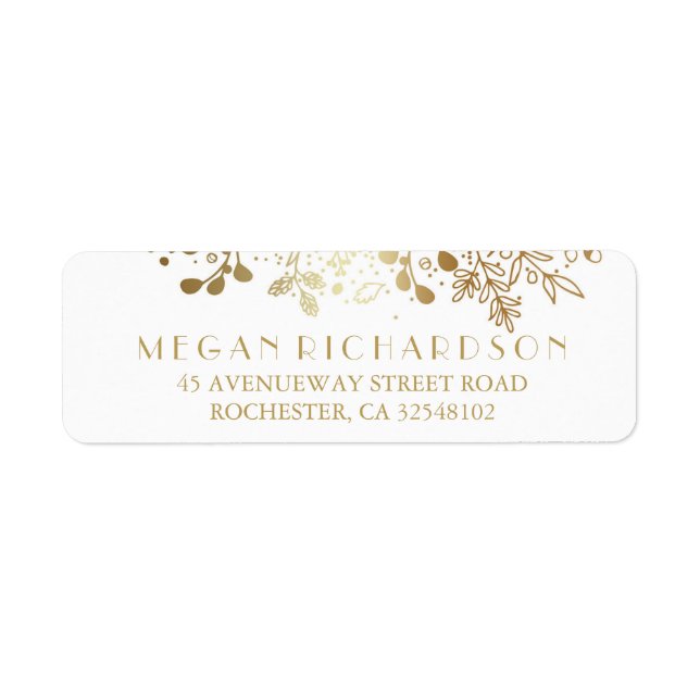 Baby's Breath Gold Floral Elegant Wedding Label (Front)