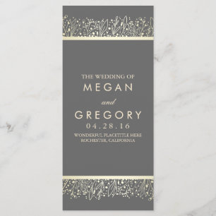 Baby's Breath Gold Floral Wedding Programs
