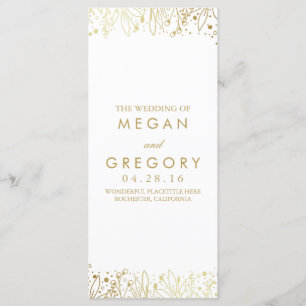 Baby's Breath Gold Floral Wedding Programs