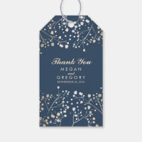 Baby's Breath Gold Foil Navy Wedding Gift Tags