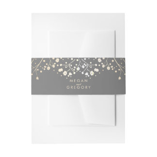 Baby's Breath Gold Foil Wedding Invitation Belly Band