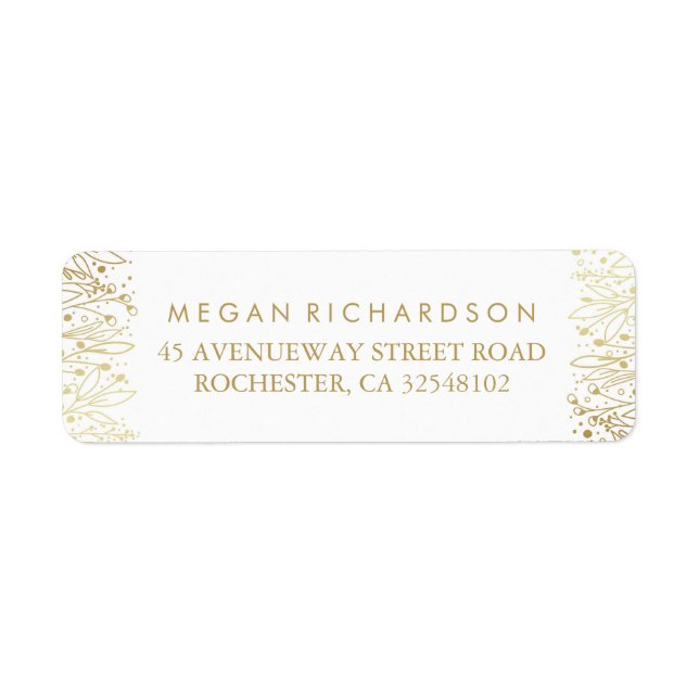 Baby's Breath Gold Foil Wedding Label (Front)